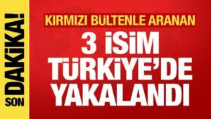 İçişleri Bakanı Ali Yerlikaya, INTERPOL tarafından kırmızı bültenle aranan 3