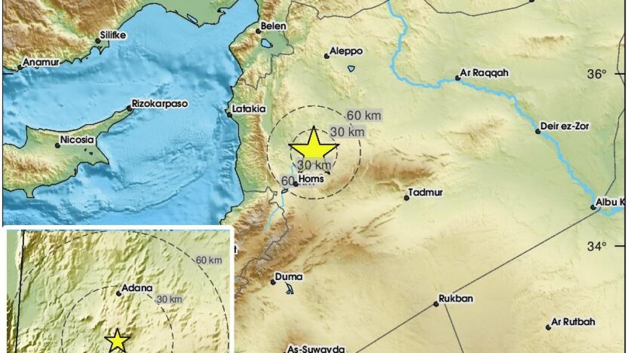 Suriye'nin Hama kentinde 5,2 büyüklüğünde deprem meydana geldi. Yerel saatle