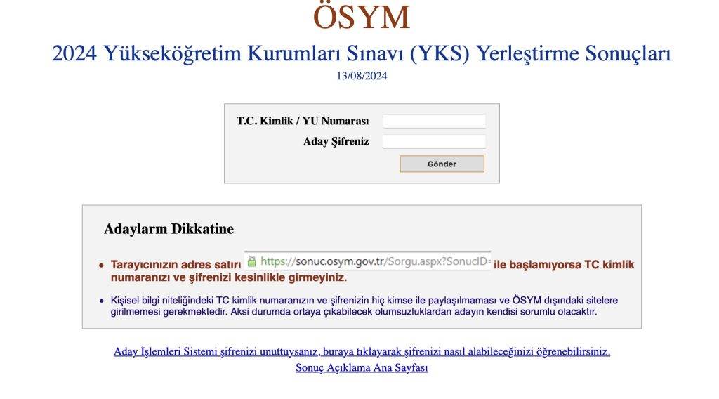 YKS Yerleştirme sonuçları, ÖSYM sitesinden açıklandı. 