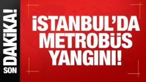 İstanbul'da Halıcıoğlu durağında metrobüs yangını çıktı. Yol boyu dumanlar yayılırken,