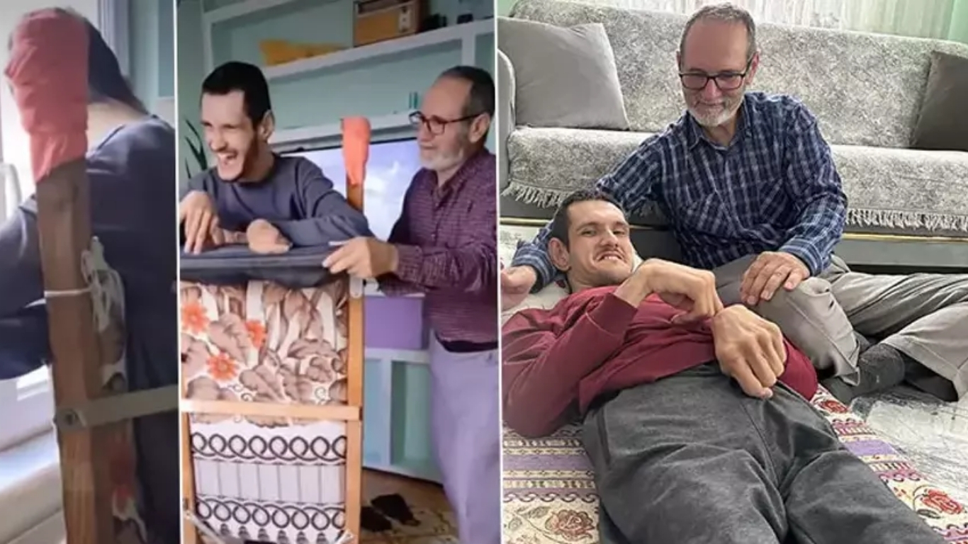 Konya’da engelli oğluna kendi imkânlarıyla hayat kolaylaştırıcı düzenekler yapan Ramazan