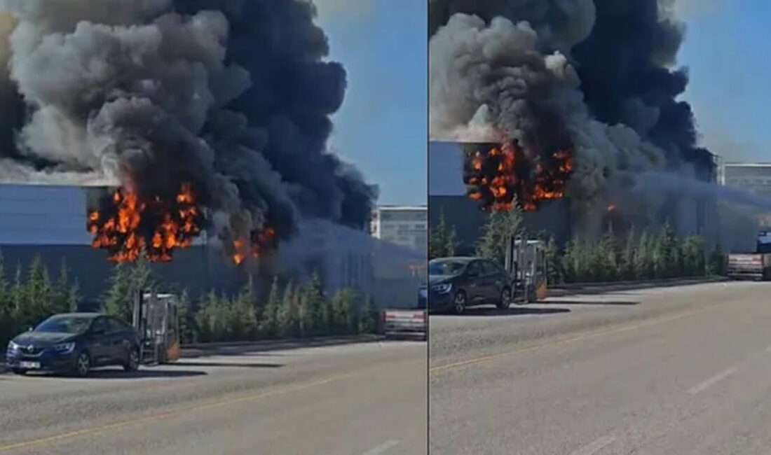Ankara Sincan’daki organize sanayi bölgesinde bulunan bir boya fabrikasında çıkan
