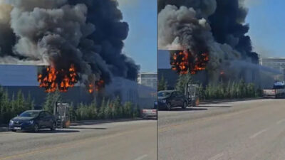 Ankara Sincan’daki organize sanayi bölgesinde bulunan bir boya fabrikasında çıkan