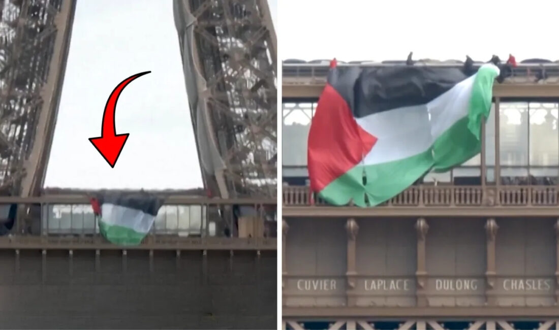 Paris’te Eyfel Kulesi’nde Filistin bayrağı açan 6 aktivist, güvenlik gerekçeleri