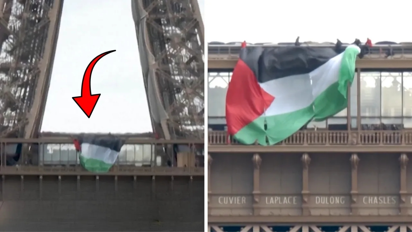 Paris’te Eyfel Kulesi’nde Filistin bayrağı açan 6 aktivist, güvenlik gerekçeleri
