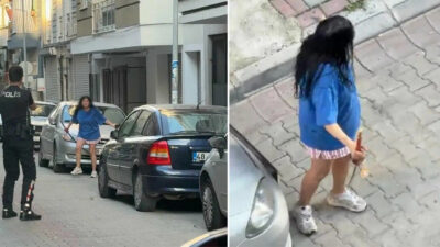 Aydın’ın Efeler ilçesinde elinde kılıçla sokakta çevresine zarar veren bir