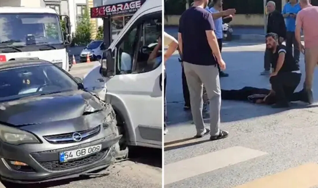 Sakarya’nın Adapazarı ilçesinde okul servisinin karıştığı zincirleme kazada scooter kullanan