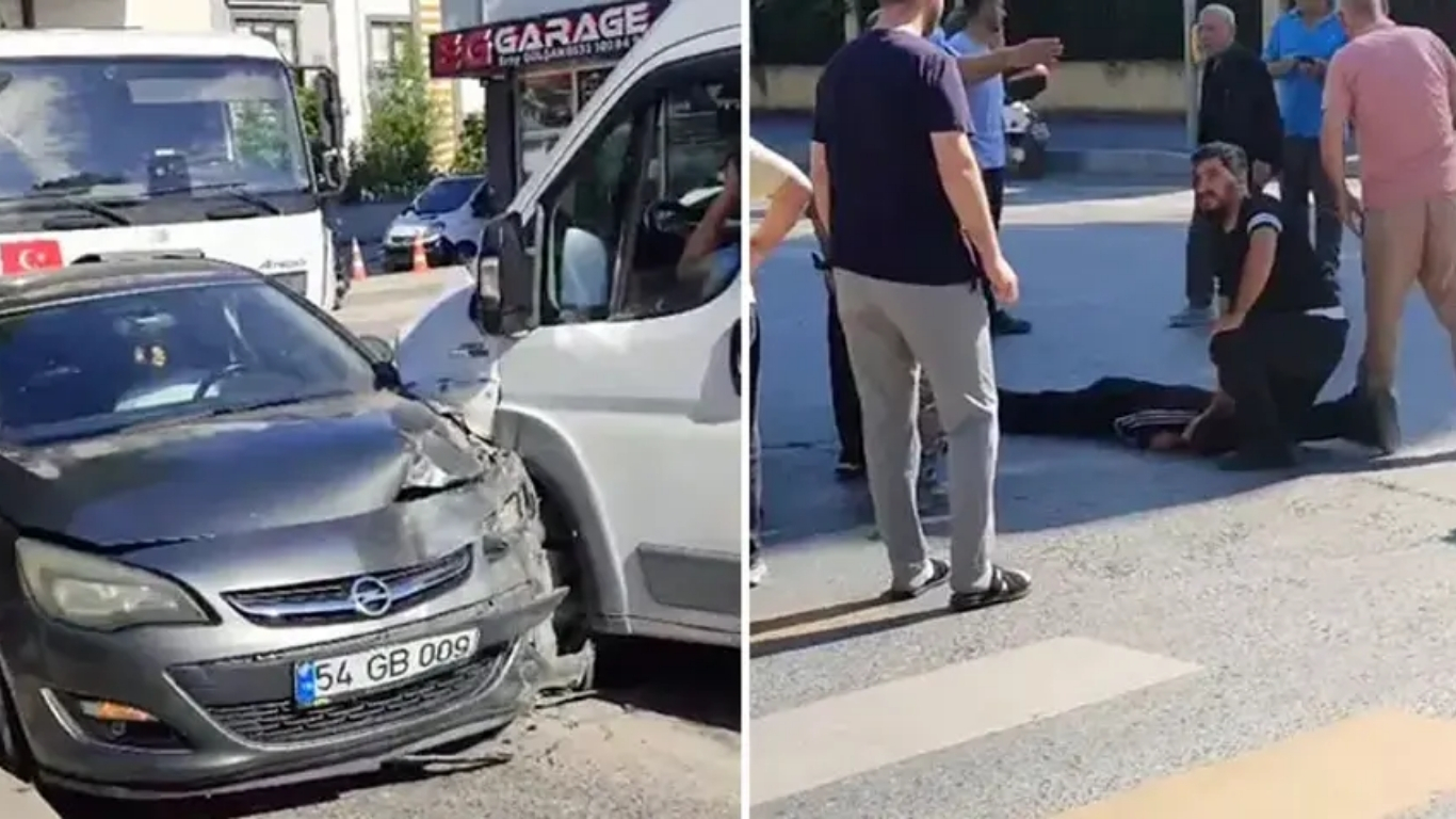 Sakarya’nın Adapazarı ilçesinde okul servisinin karıştığı zincirleme kazada scooter kullanan
