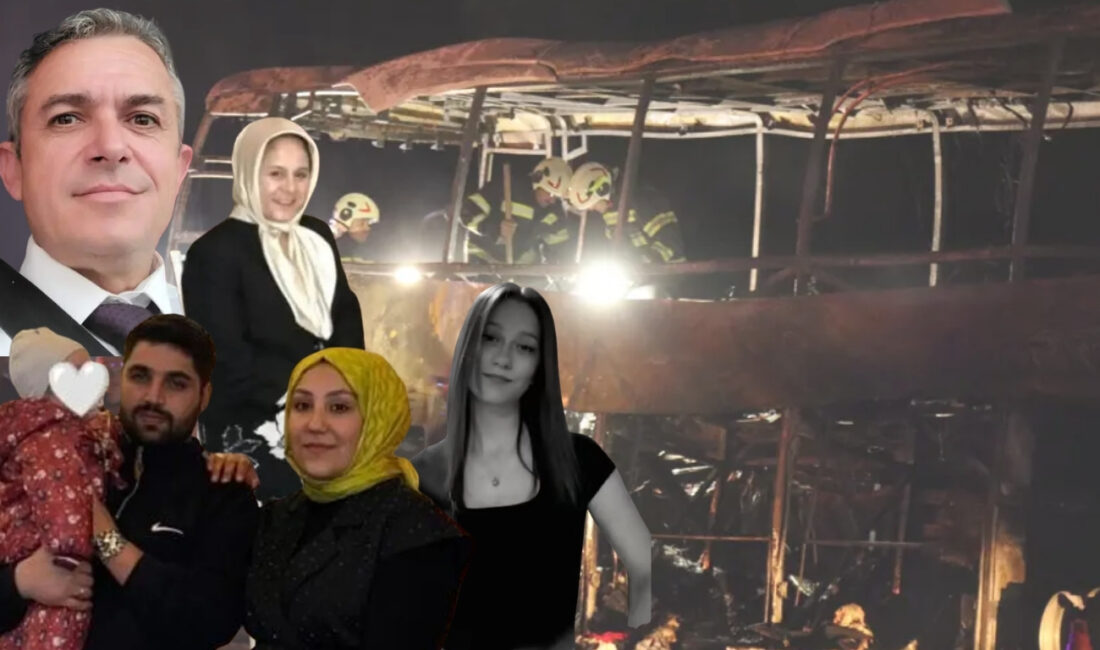 Denizli'de yolcu otobüsünün alev alması sonucu biri bebek 8 kişinin
