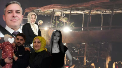 Denizli'de yolcu otobüsünün alev alması sonucu biri bebek 8 kişinin