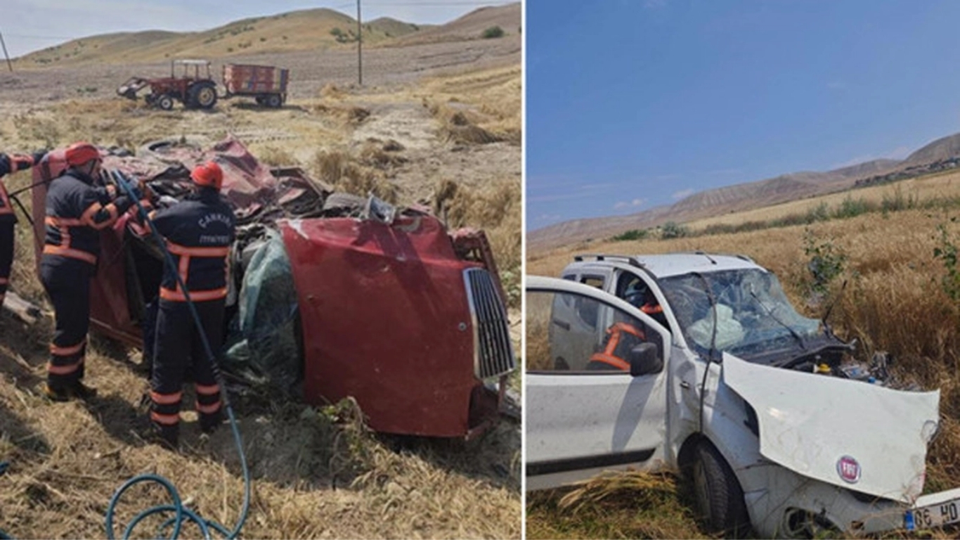Çankırı'nın Kızılırmak ilçesinde otomobil ile hafif ticari aracın kafa kafaya